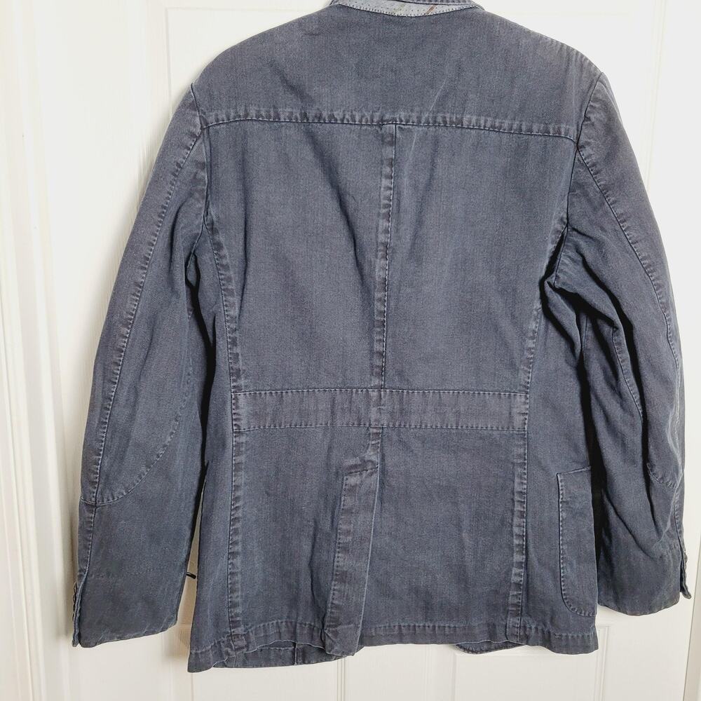 Gian Luca Napoli Blazer Mens 42 Long Blue Gray Herringbone Twill Unstructured - Picture 5 of 16